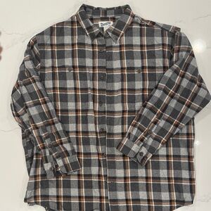 Duluth Trading Co Men's Plaid Shirt - Gray, Black, and Brown